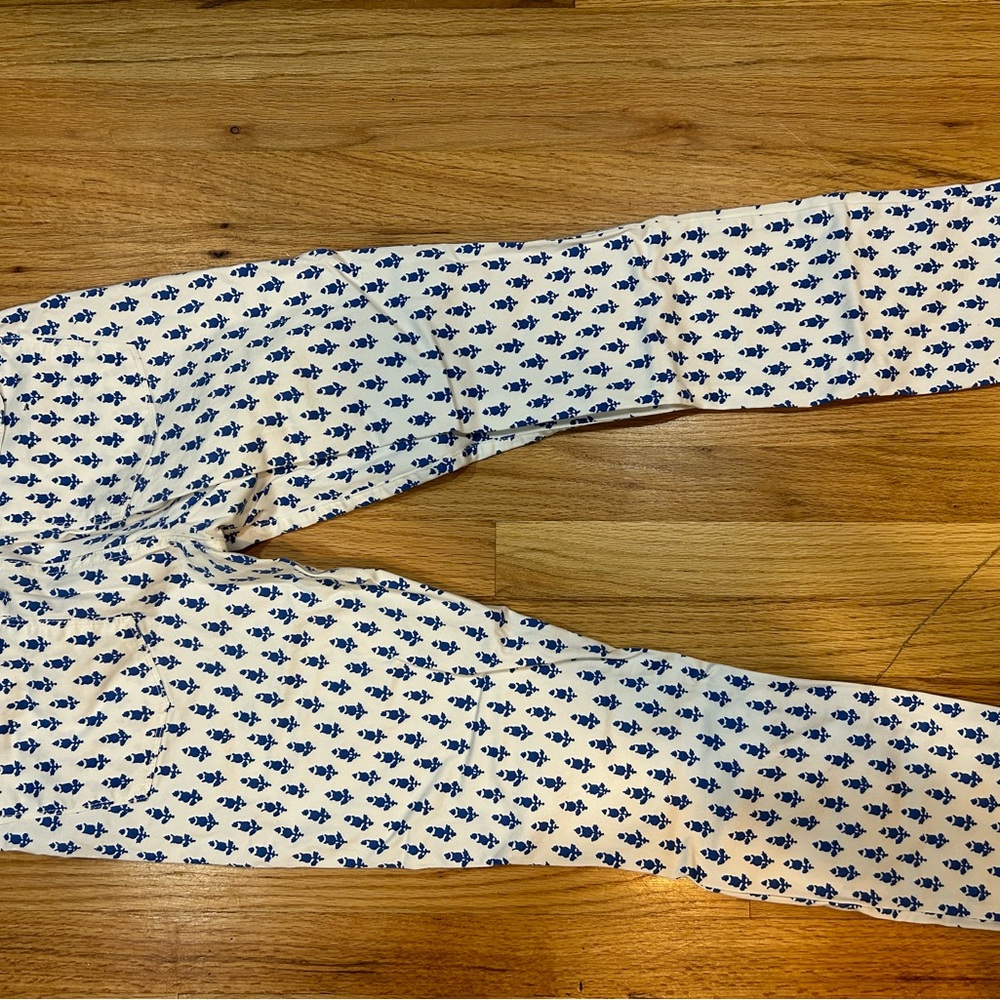 J.Crew toothpick ankle white pants with blue flower pattern - Picture 13 of 13
